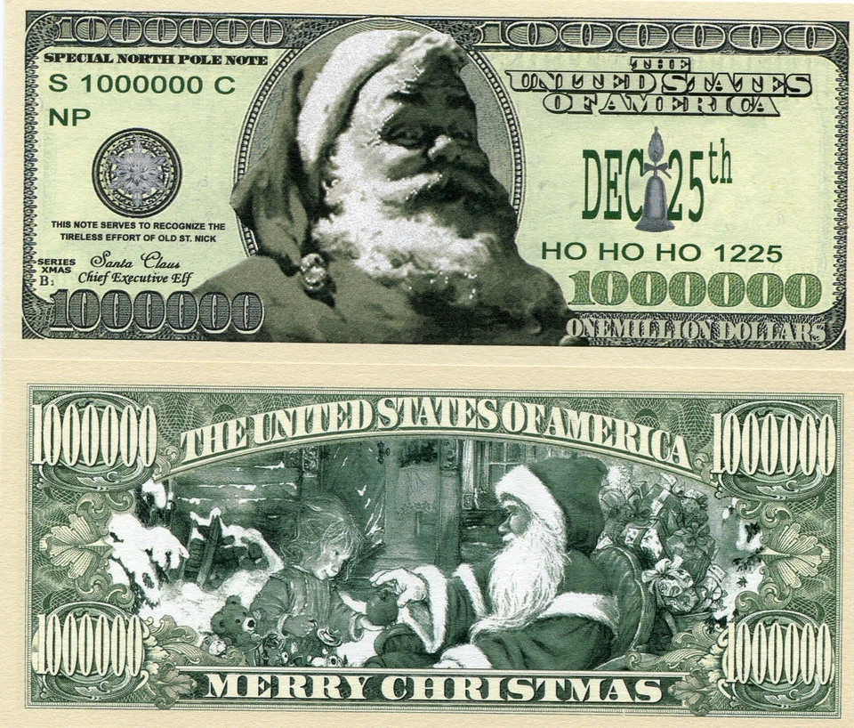 1 millón de dólares Navidad tradicional novedad dinero x 100 billetes paquete... - Imagen 1 de 1