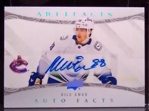 2024-25 Artifacts #AF-NA NILS AMAN Auto Facts Vancouver Canucks - Picture 1 of 5