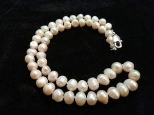 NECKLACE CHOKER REAL 100 % NATURAL LARGE PEARL WEDDING BRIDAL WHITE - Picture 1 of 4