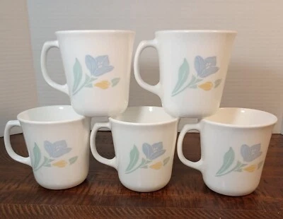 Juego de 5 tazas Corelle Friendship 8 oz azul pastel verde amarillo floral  Foto 1 de 3