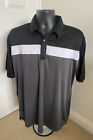 Woodworm Golf Mens Grey Black White Striped Golf Shirt Size L