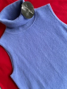 VALERIE by Valerie Stevens*CASHMERE SWEATER*T-neck*peri*sleeveless*S*nwt$120.00 - Picture 1 of 7