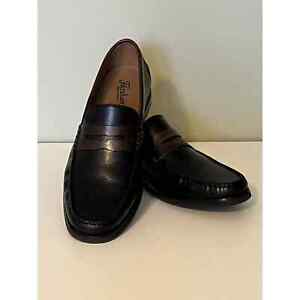 Florsheim Mens Size 9 Franklin Penny Black Leather Moc Toe Loafer Shoes
