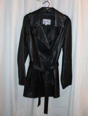 Chaqueta de cuero italiano fino negra forrada Vera Pelle® con cinturón - talla 44/M Foto 1 de 4