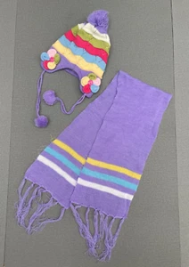Minky Girls colorful winter knit fleece-lined hats with prom& matched scarf - Picture 1 of 7