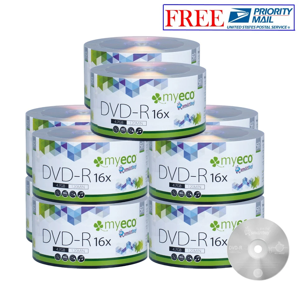 500 Pack MyEco DVD-R DVDR 16X 4.7GB Economy Branded Logo Blank Recordable Disc - Image 1 of 3