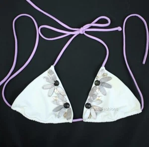 Victoria's Secret VS Jeweled Embellished Floral Triangle String Swim Top XS - Picture 1 of 2