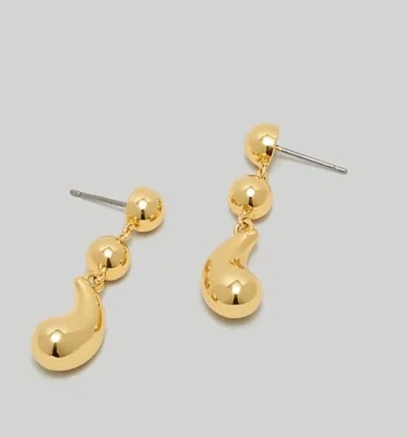 Pendientes lágrima hinchados Madewell chapados en oro pulido hipoalergénicos nuevos con etiquetas Foto 1 de 4