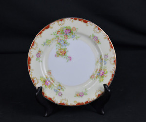 Empress China Japan Bread Butter Plate Rust Border Floral   (3BM10803WH)