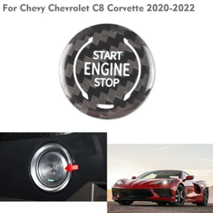 Carbon Fiber Black Engine Start Button Cover  For Chevy Chevrolet C8 Corvette - Imagen 1 de 6