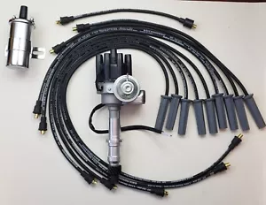 PONTIAC 350 400 455 SMALL FEMALE HEI DISTRIBUTOR + 45K COIL + BLACK 8.5mm WIRES - Picture 1 of 6
