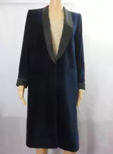 Giacca smoking Alice+Olivia blu midi nero raso colletto e polsini TG S nuova con etichette $595 - Foto 1 di 7