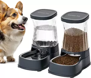 Automatic Dog Water Dispenser Gravity Stainless Steel Waterer & Food Feeder Set, - Picture 1 of 9