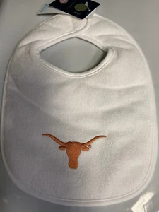 Texas Longhorns NCAA White Baby Bib Large Applique Logo - Picture 1 of 3