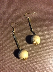 Vintage Estate Jewelry 3In Long Gold FillAnd Bead Dangle Drop Earrings Pierced - Picture 1 of 7