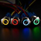16mm Latching Push Button Switch 12V DC On Off LED with Ring Indicator