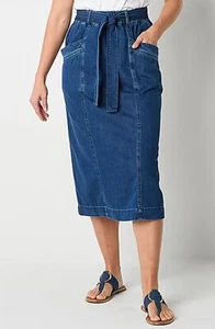 NWT St. John's Bay Women's High Rise Midi Denim Skirt Size Large - Picture 1 of 4