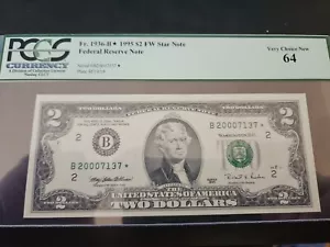 1995 Star FRN $2 Dollars Millennium. 1936-B* PCGS 64 Very CHOICE NEW - Picture 1 of 2
