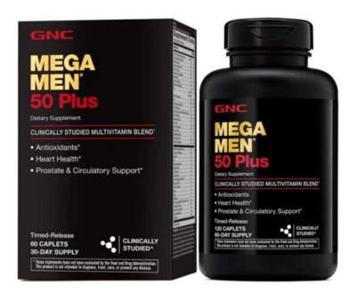 GNC Mega Men 50 Plus Multivitamin 120 Tablets  Boosts Immunity EX08/2026 SEALED - Image 1 of 4