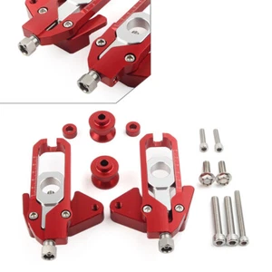 2x Chain Adjusters Tensioners Catena Spools Fit Honda CB650R CBR650R CBR650F Red - Picture 1 of 6