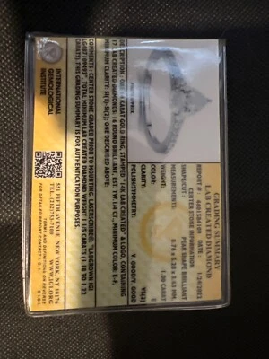 14k White Gold 1 Carat pear shape Cut Diamond  Engagement Ring  Size 7 - Image 1 of 3