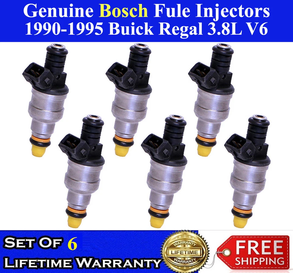 6 件套正品博世原始设备制造商燃油喷射器适用于 1990 - 1995 年别克 Regal 3.8L V6 — 第 1/1 张图片