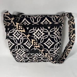 Vera Bradley Triple Zip Crossbody Large Quilted Cotton Hand Bag Black & White - Picture 1 of 5