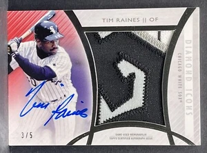 2017 Topps Diamond Icons Tim "Rock" Raines AUTO Jumbo Patch Rosso 3/5 White Sox - Foto 1 di 2