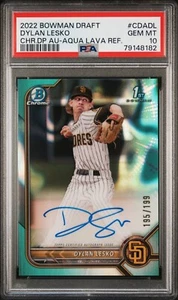 2022 Bowman Chrome 1st Dylan Lesko Auto Aqua Lava Refractor /199 - PSA 10 💎 - Picture 1 of 2