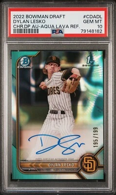 2022 Bowman Chrome 1st Dylan Lesko Auto Aqua Lava Refractor /199 - PSA 10 💎 - Image 1 of 2