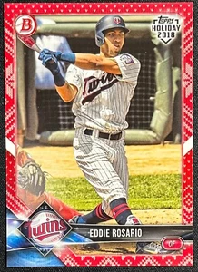 2018 BOWMAN EDDIE ROSARIO HOLIDAY BOWMAN RED BORDER #6/10 TWINS - Picture 1 of 2