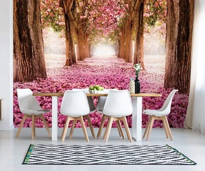 2 sizes available wallpaper wall mural for bedroom office Pink trees deco - Image 1 of 4