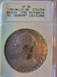 1783-Mo FF Mexico Silver "El Cazador" Shipwreck 8 Reales ANACS VF30 - Picture 1 of 2