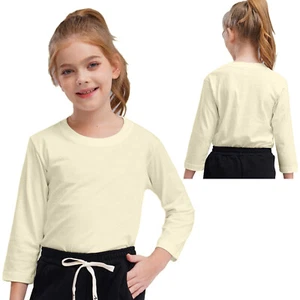 Unisex Kids T-shirt Workout Pullover Boys Sweatshirt Undershirt Round Neck Gym - Picture 1 of 87