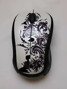 Logitech M310 Wireless Mouse (White with Black/Purple Floral Spiral Design) - Picture 1 of 10