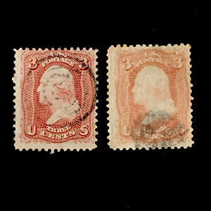 52175 US Stamp 1850-60s Scott #? 3c UNH/H Nice 2 Color Varieties Fancy Cancel
