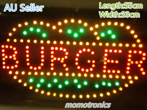 BURGER LED Sign for shop, restaurant business house SIGN SIZE: 55CM X 33CM AU - Picture 1 of 1