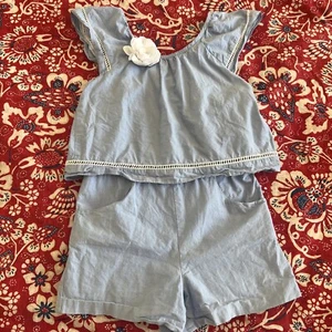 Rare Janie and Jack 1 Piece Romper Blue/white Flower Size 8 - Picture 1 of 6