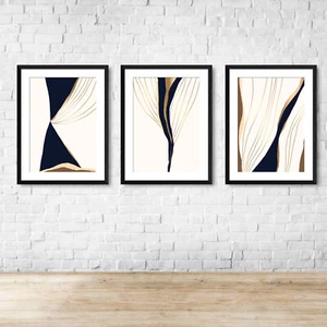 Arte de pared abstracto moderno efecto grieta y línea impresión imagen 1 o conjunto de 3 - Imagen 1 de 11