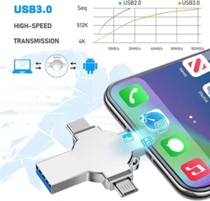 Clé Photo 4 en 1 pour iPhone Samsung Universelle Photo Sauvegarde USB Flash Drive - Photo 1/8