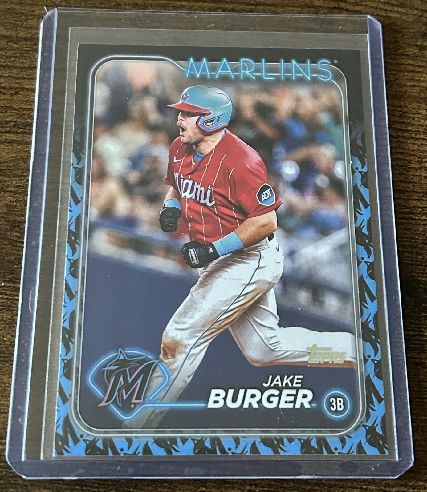 2024 Topps Series 1 Jake Burger #125 Team Color Border Var. Case Hit Marlins