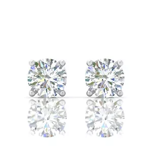 3.2MM D/VVS 0.40ct Lab Grown Round Diamond Push Back Stud Earring, White Gold - Picture 1 of 9