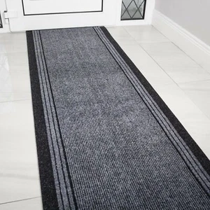 Best Non Slip Dirt Catcher Runners Custom Extra Long Hallway Runner Rug Grey UK - Picture 1 of 10
