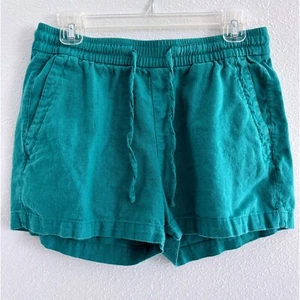 Old Navy Shorts Womens Small Teal Linen Blend Comfort Waistband Beachy Coastal - Picture 1 of 8