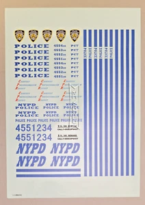 RC 1/10 Decals NYPD POLICE Water Slide Sticker Sheet - Picture 1 of 5