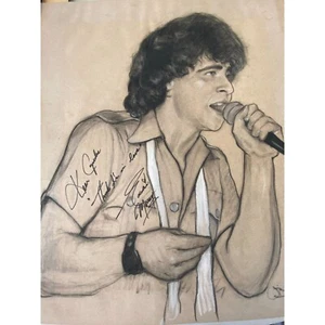 Arte de retrato boceto original de carbón firmado por Eddie Money "Think I'm In Love" de colección - Imagen 1 de 20
