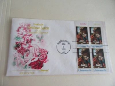 Madonna & Child 1970 6c Plate # Block of Four Stamps Fdc Sc#1414 Fleetwood Cover - Image 1 of 2