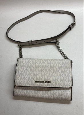 Bolso Bandolera Michael Kors MK Logo Blanco Gris Convertible con Cadena Foto 1 de 4