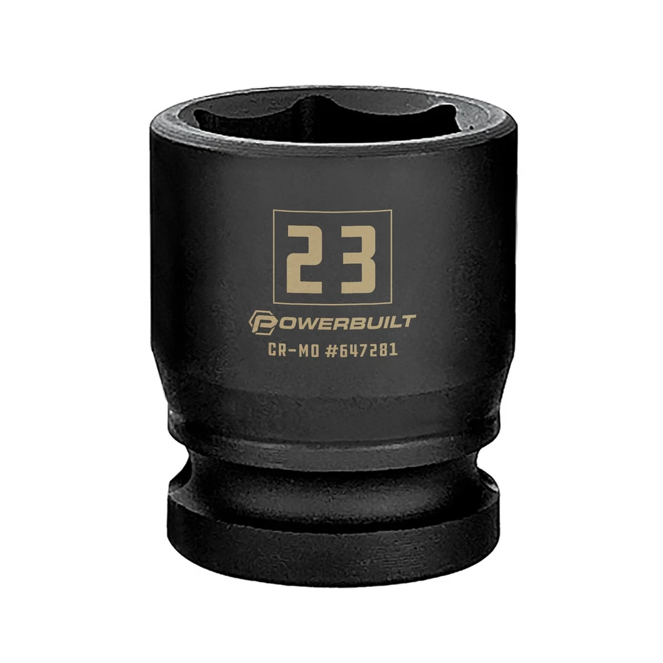 Powerbuilt 1/2 Inch Drive x 23 MM 6 Point Impact Socket - 647281 - Image 1 of 4