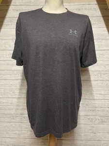 UNDER ARMOUR HeatGear T-Shirt Size Large Loose Grey Men's Logo Activewear - Picture 1 of 9